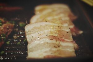tilt photography of grill meats